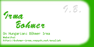 irma bohmer business card