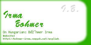 irma bohmer business card